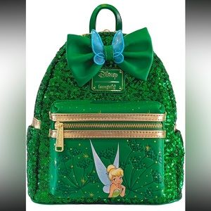 Loungefly Disney Tinkerbell Green Sequin Mini Backpack-Exclusive- Peter Pan